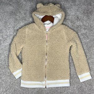 Cat & Jack Girls Jacket Sherpa Teddy Bear Coat Neutral Comfy Cozy School